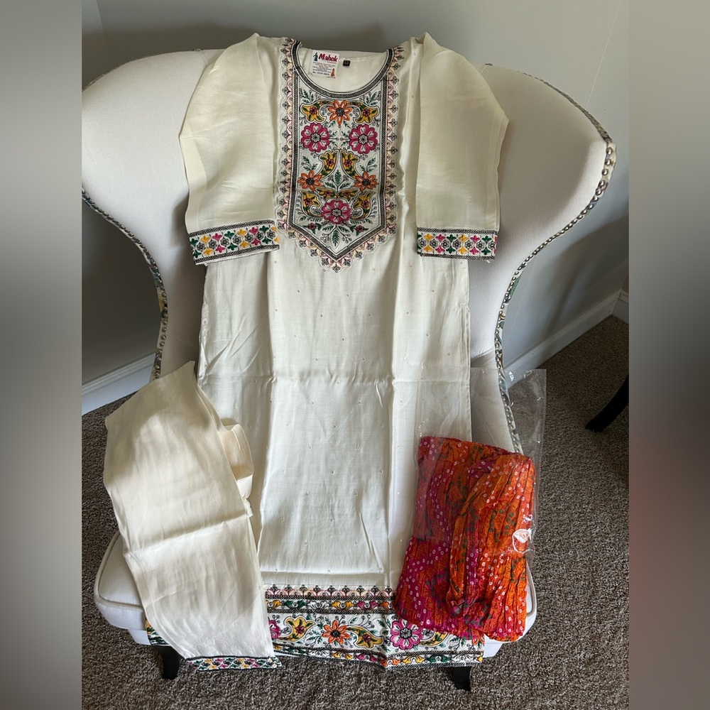 Embroidered Cream Traditional Dress